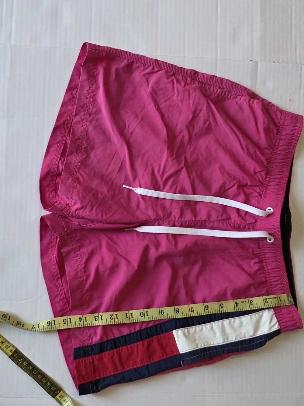 Tommy Hilfiger Hot Pink Swim Trunks with Navy & White Stripe